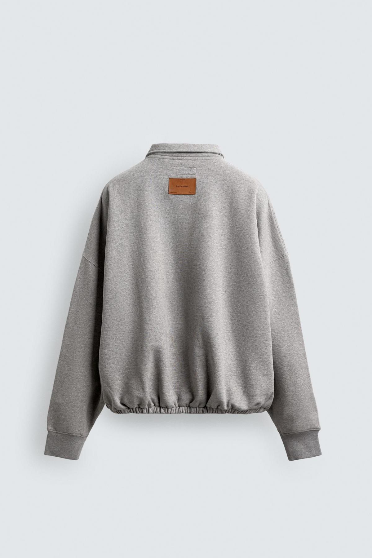 자라 박시핏 테크니컬 폴로 맨투맨 4393/318 GREY MARL 이미지 8