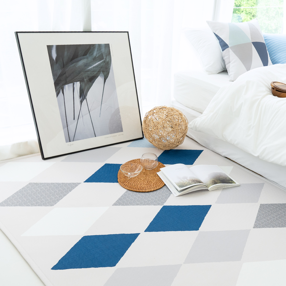 마이하우스 먼지없는 방수 사계절 거실 러그 다이아 200x145