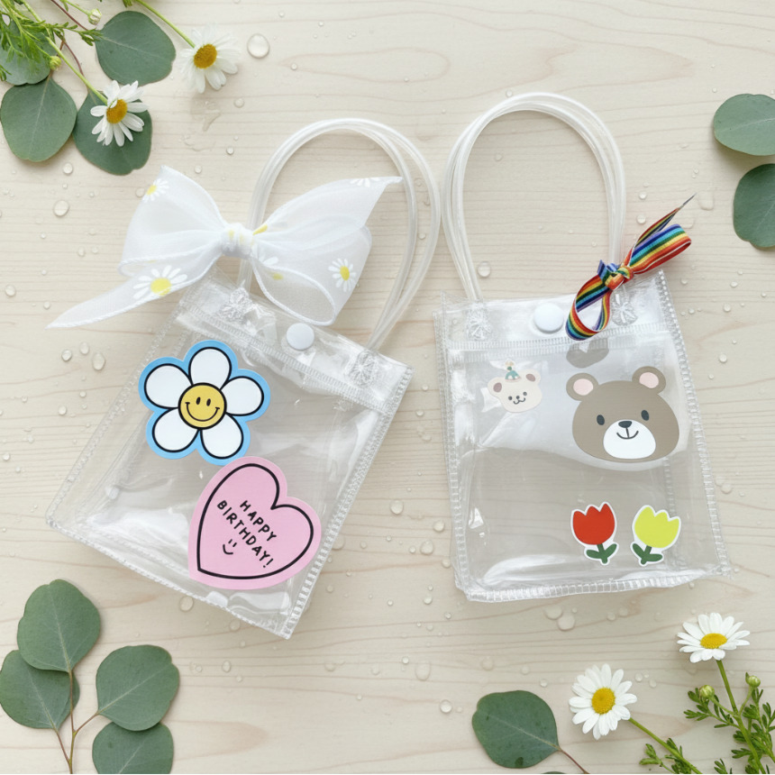 PVC쇼핑백 답례품 비닐 가방 구디백 포장 미니 투명 쇼핑백 제품 이미지