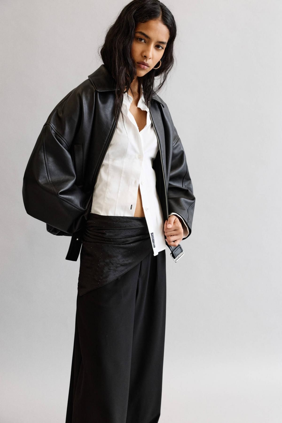 풀앤베어 라인스톤 블랙 쉬폰 스카프 7940/327 BLACK - 상세 이미지 2