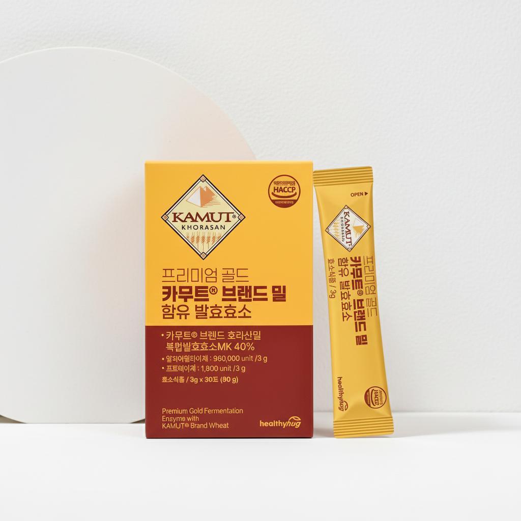 헬씨허그 프리미엄 골드 카무트 브랜드 밀 함유 발효효소(3g x 30포) - 메인 이미지