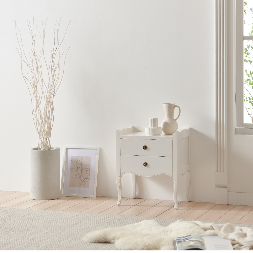 까사홈 샤인아이보리 엔틱 2단협탁