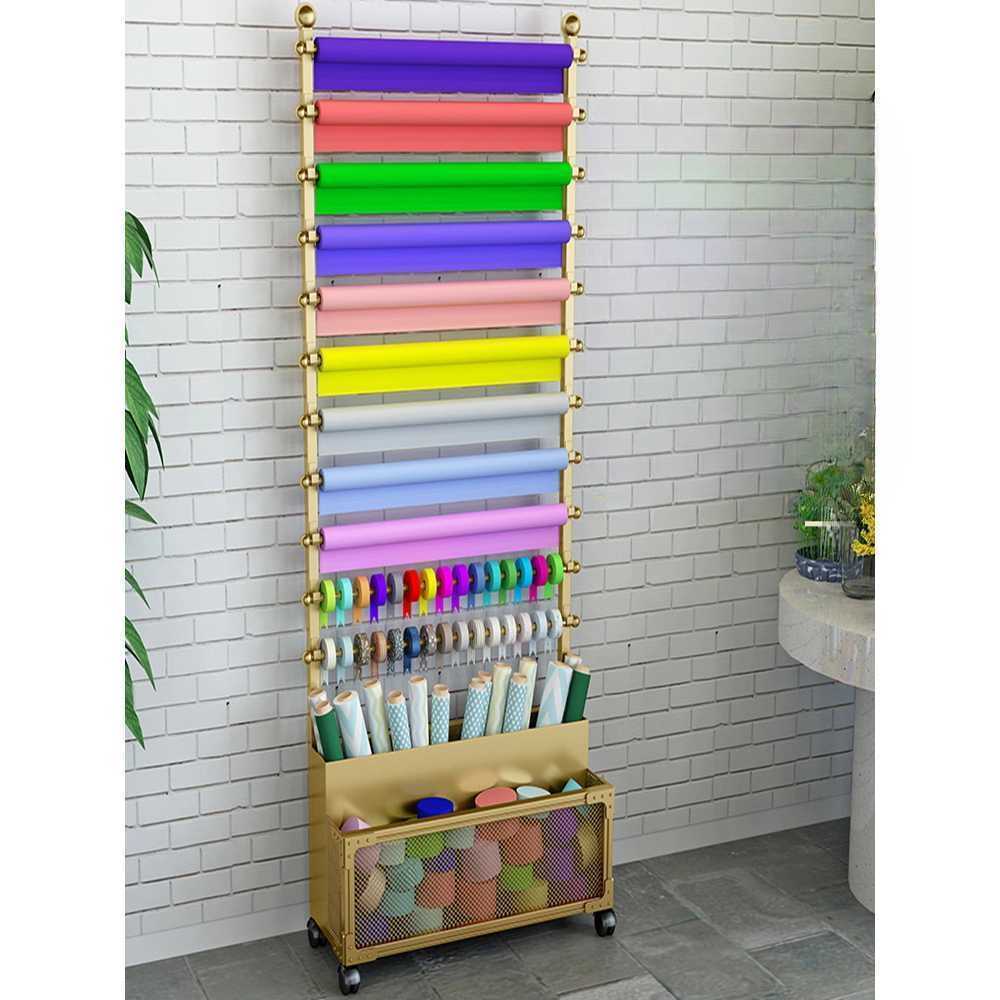 리본 거치대 포장지 정리대 작업실 선물포장 스탠드 블랙 70x26x170cm - 상세 이미지 4