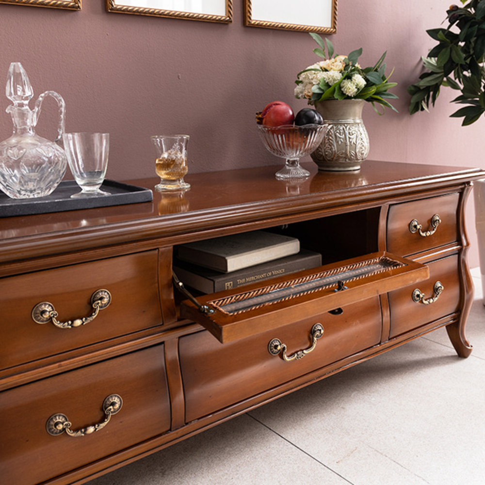 까사홈 리리컬 엔틱 원목 거실장1200