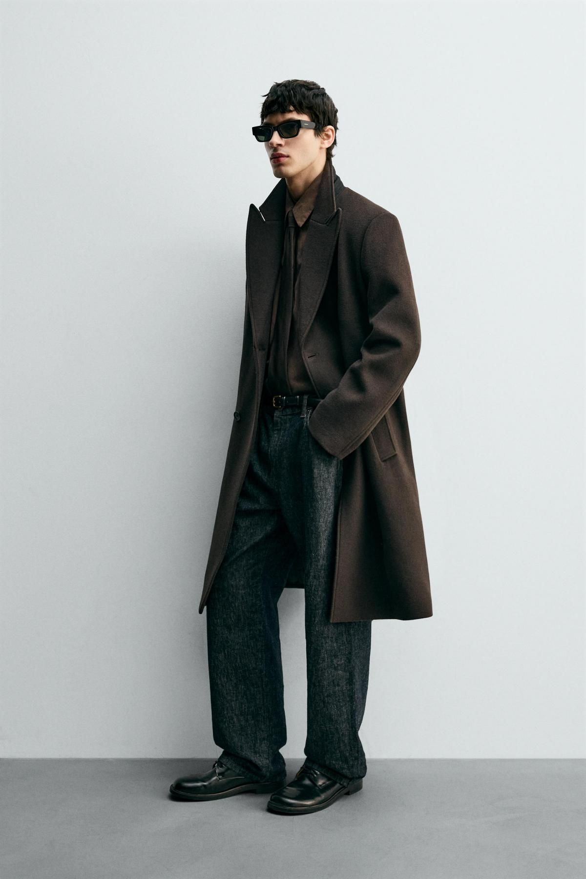 자라 울 캐시미어 더블 코트 5854/309 BROWN - 상세 이미지 5