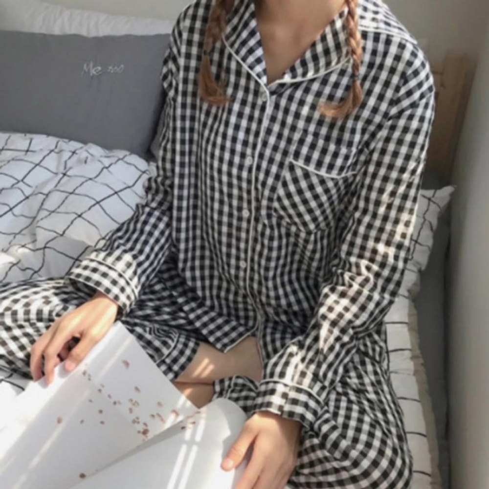 여성 사계절 원피스 캐릭터 파자마 홈웨어 잠옷 세트 - 메인 이미지