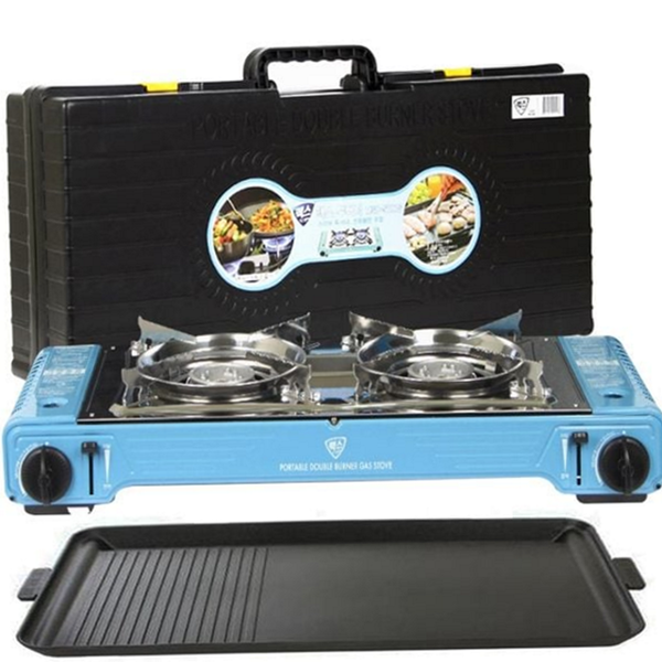 스테인레스 캠핑 투버너 바람막이 휴대용 투버너 야외용 가스 버너