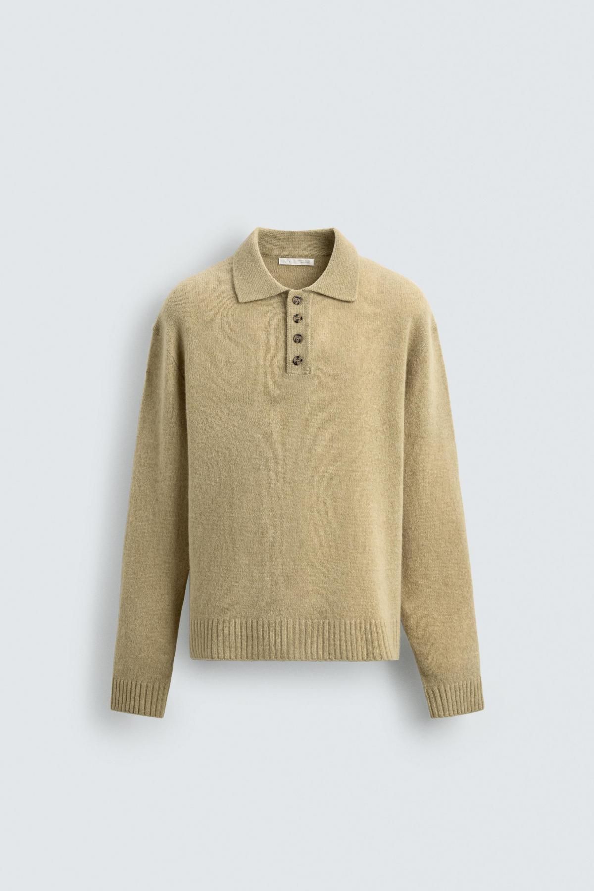자라 프리미엄 울 니트 긴팔 폴로셔츠 5755/336 LIGHT GREEN - 상품 이미지