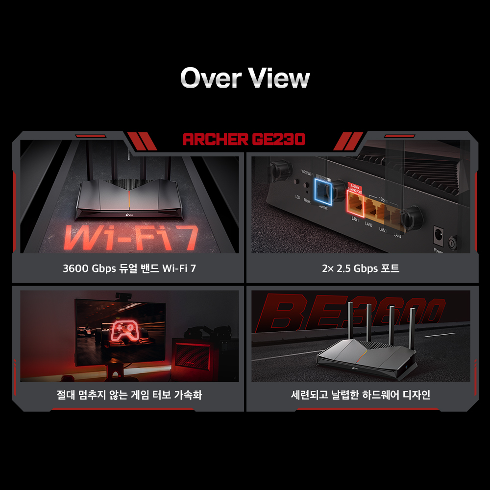 티피링크 Archer GE230 Wi-Fi 7 게이밍 와이파이 유무선 인터넷공유기 - 상세 이미지 3