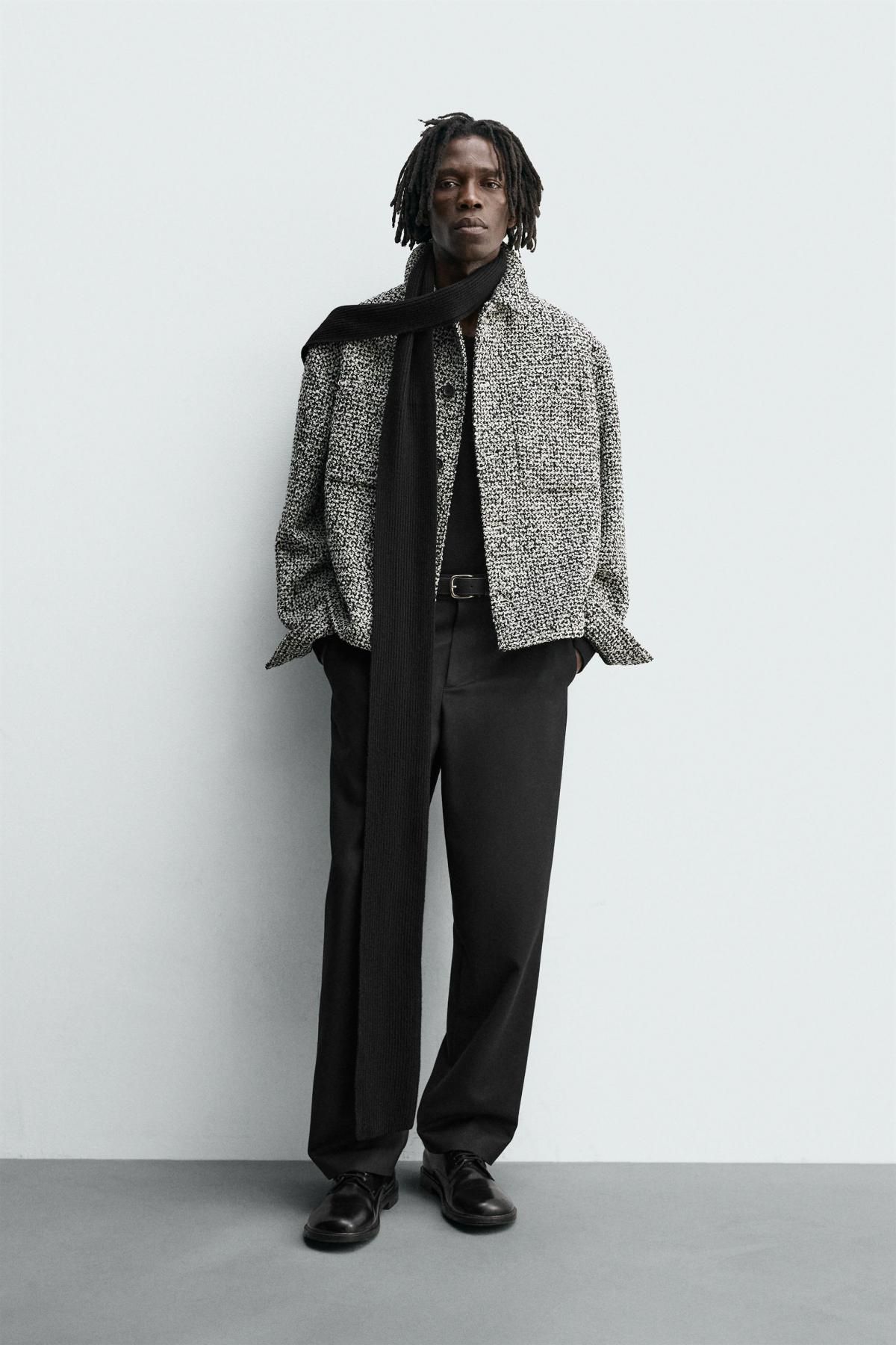 자라 테크니컬 텍스처 포켓 오버셔츠 7380/110 BLACK / WHITE - 상세 이미지 2