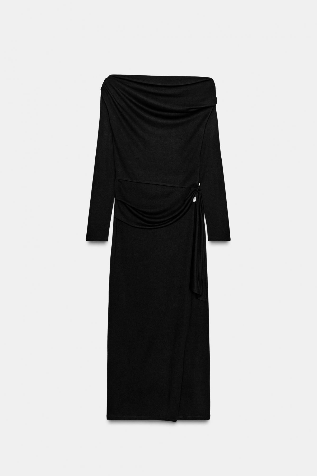 자라 소프트 브로치 벨트 롱 원피스 2298/616 BLACK - 상품 이미지