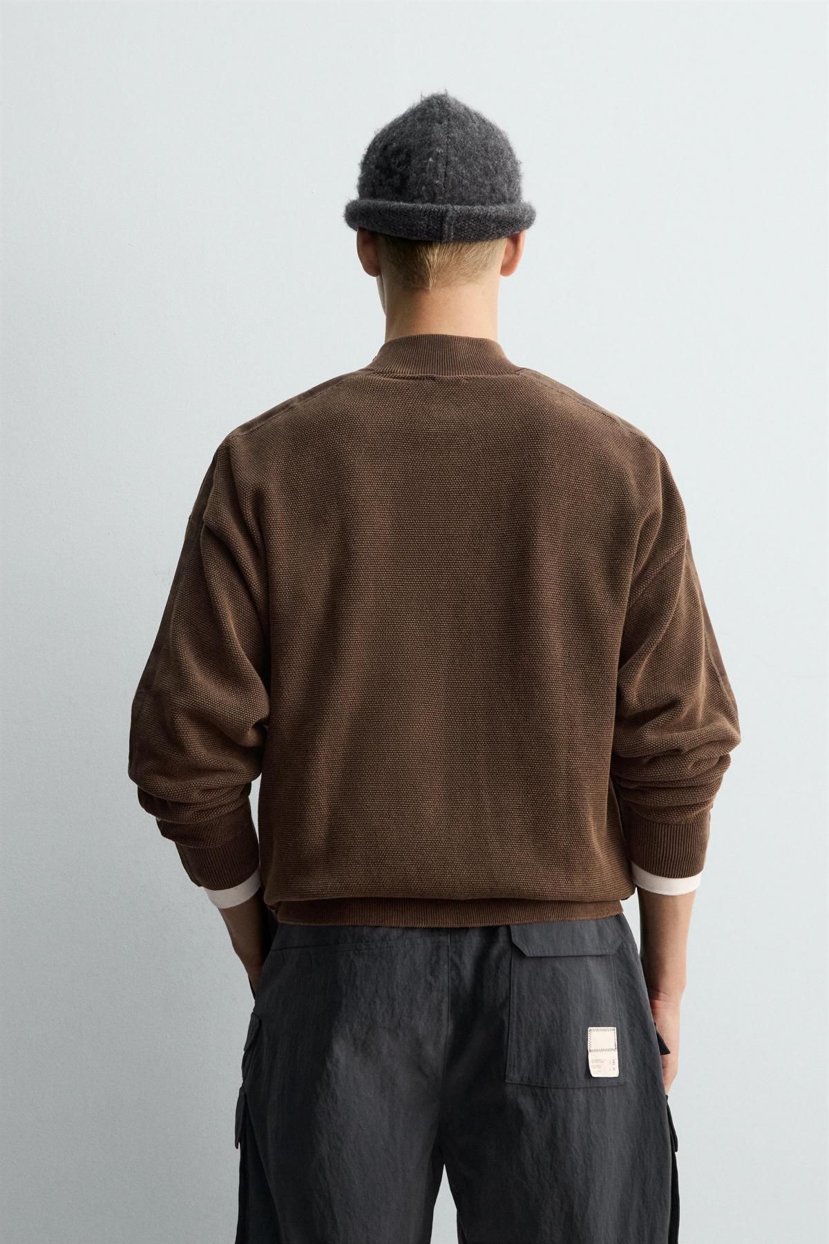 자라 하이넥 브라운 집업 니트 가디건 3284/390 BROWN - 상세 이미지 4