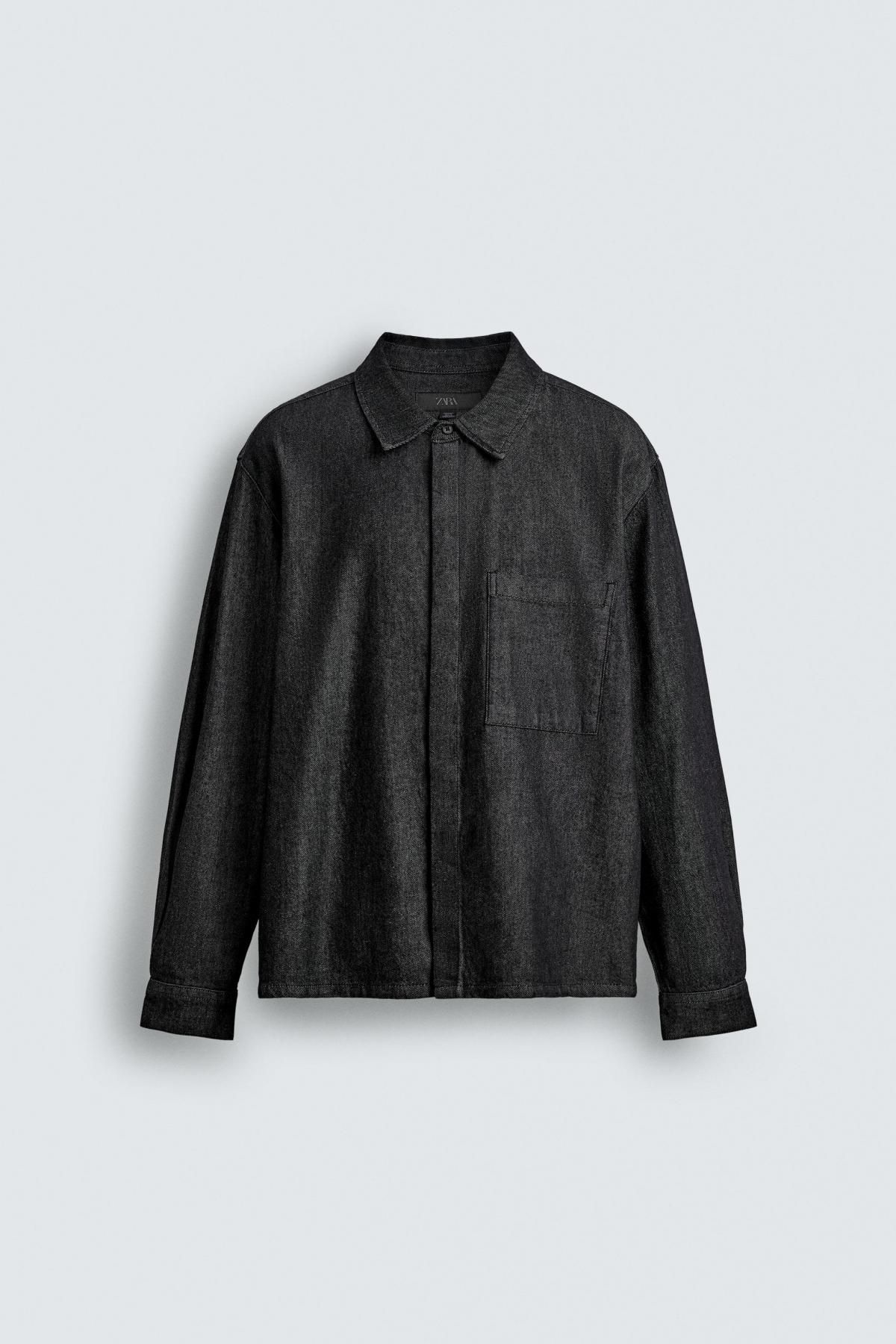 자라 테크니컬 데님 워싱 긴팔 셔츠 1820/360 BLACK - 메인 이미지