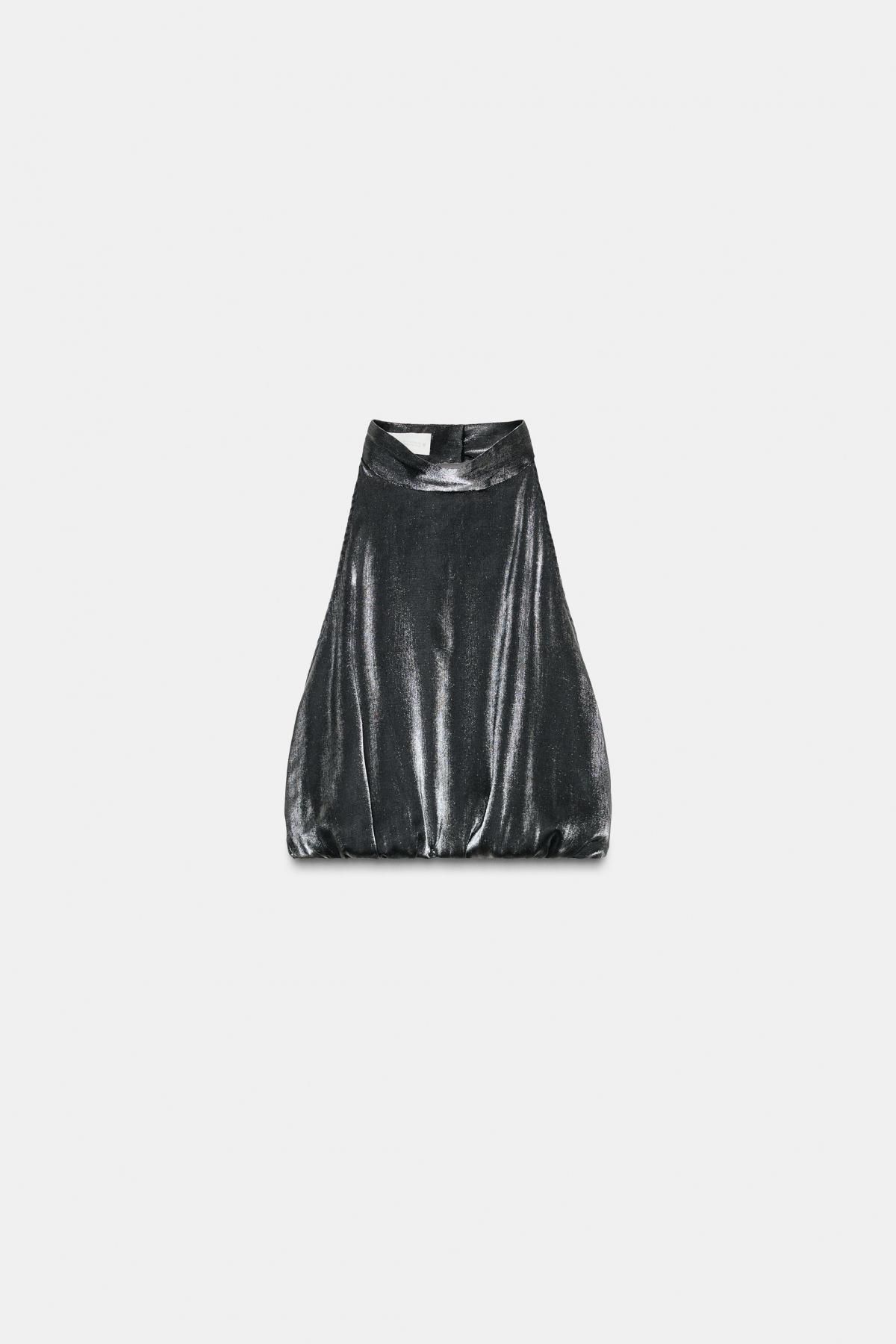 자라 글로시 엘라스틱 홀터넥 탑 6929/366 BLACK - 메인 이미지