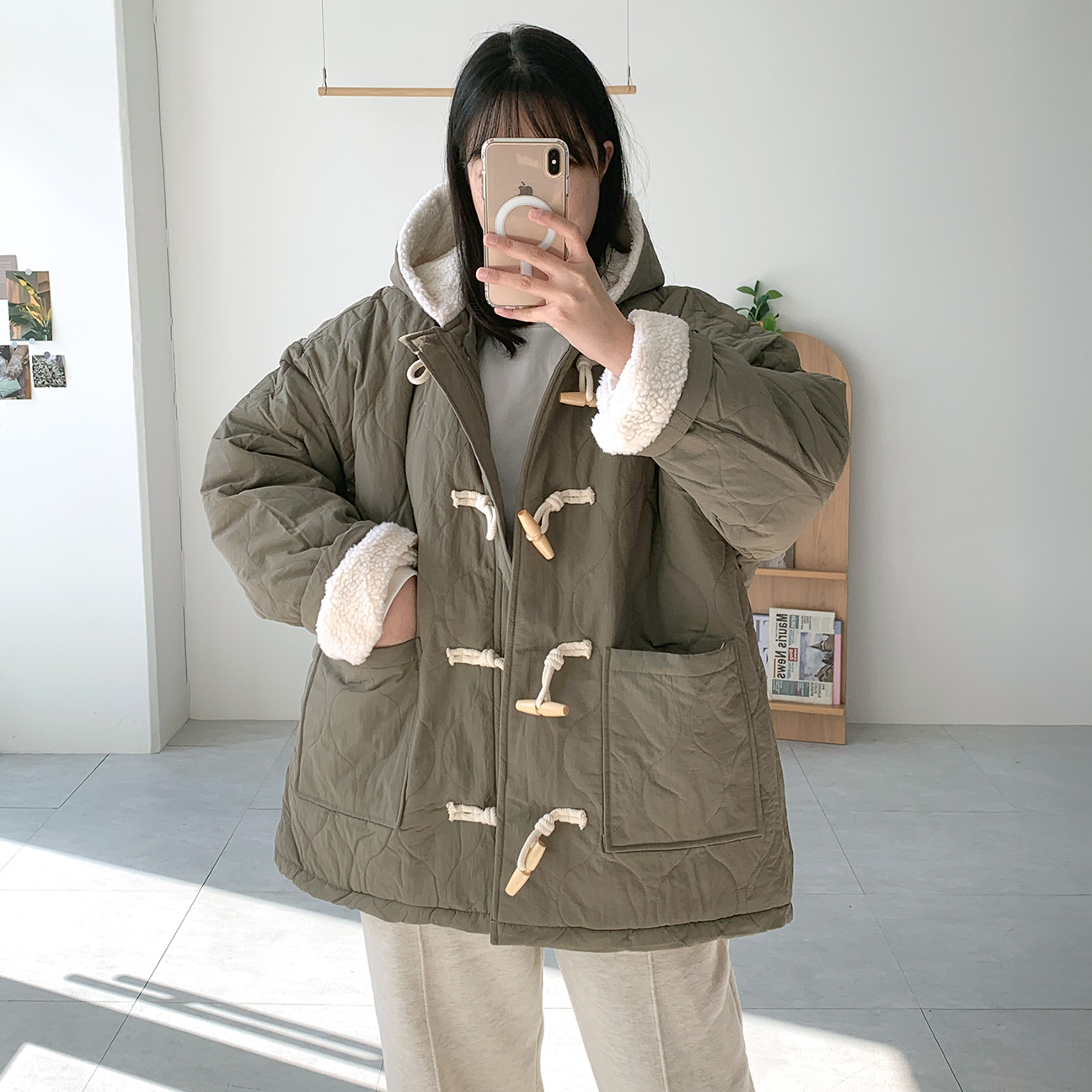 양털 떡볶이패딩 토글패딩 누빔패딩 - 상품 이미지