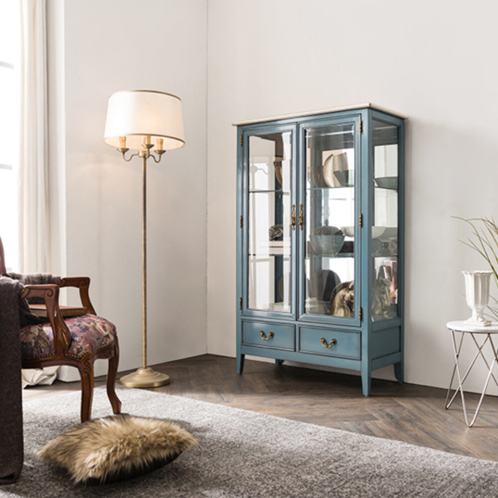 까사홈 디올 블루밍 엔틱 유리 장식장