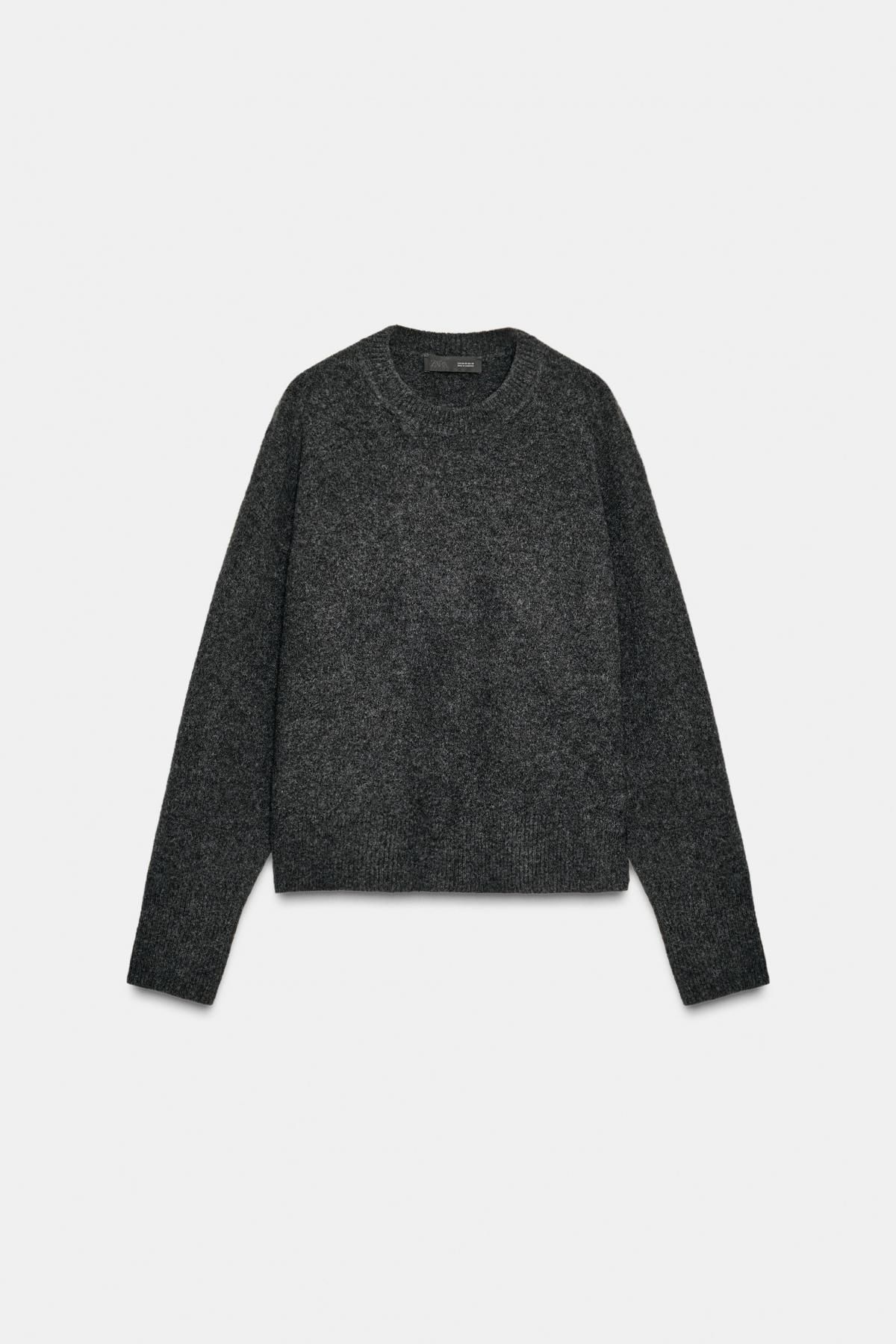 자라 소프트 라운드넥 니트 긴팔 스웨터 1509/106 DARK GREY MARL - 상품 이미지