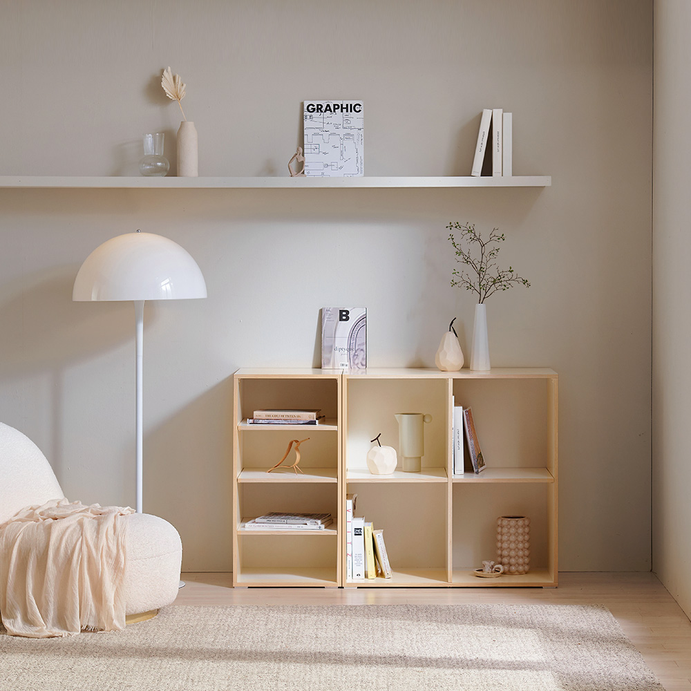 바스포르 뮤트 1200set 800선반장+400책장 높은 거실장