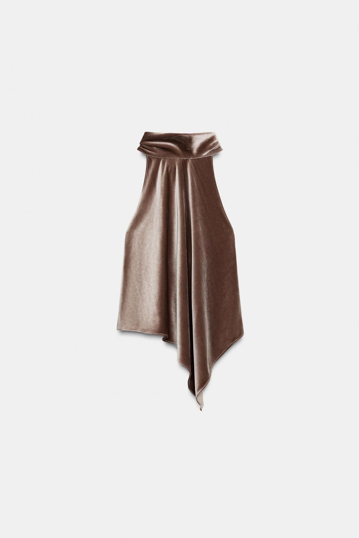 자라 트렌디 비대칭 홀터넥 탑 4772/137 BROWN / TAUPE - 상품 이미지