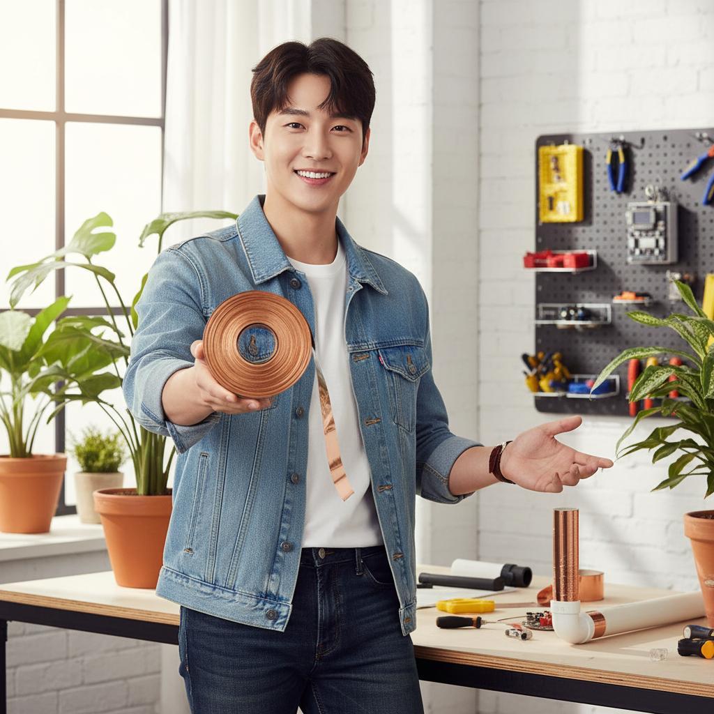 구리판 0.2T 동판 폭 48mm M단위 판매 코팅안된구리 99% - 상품 이미지