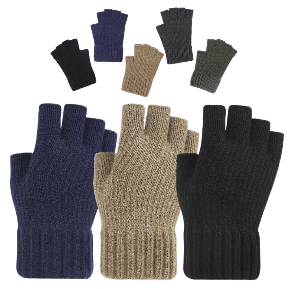 남성 겨울장갑 울 반장갑 보온 니트장갑
