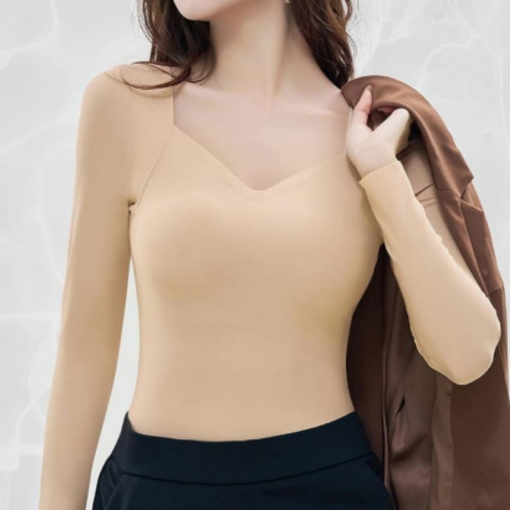 여성 컵내장 상의 기능성 브라 일체형 보온 내의 내복 - 메인 이미지