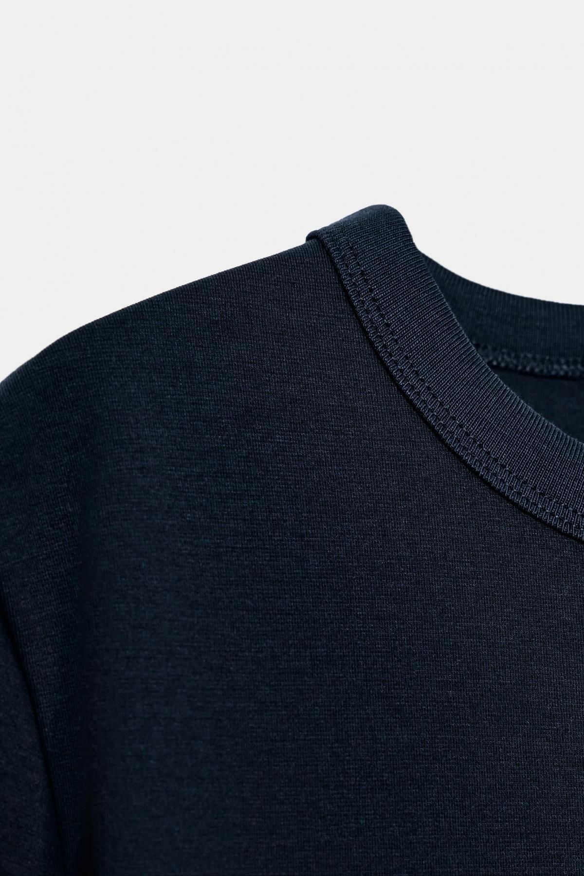 자라 베이직 네이비 인터록 반팔 티셔츠 4174/378 NAVY BLUE 이미지 6