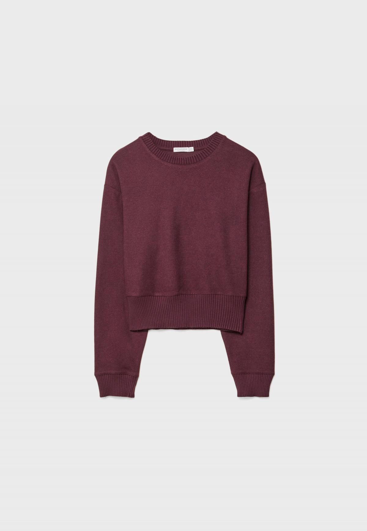 스트라디바리우스 소프트 크롭 라운드넥 니트 탑 6545/321 AUBERGINE - 메인 이미지
