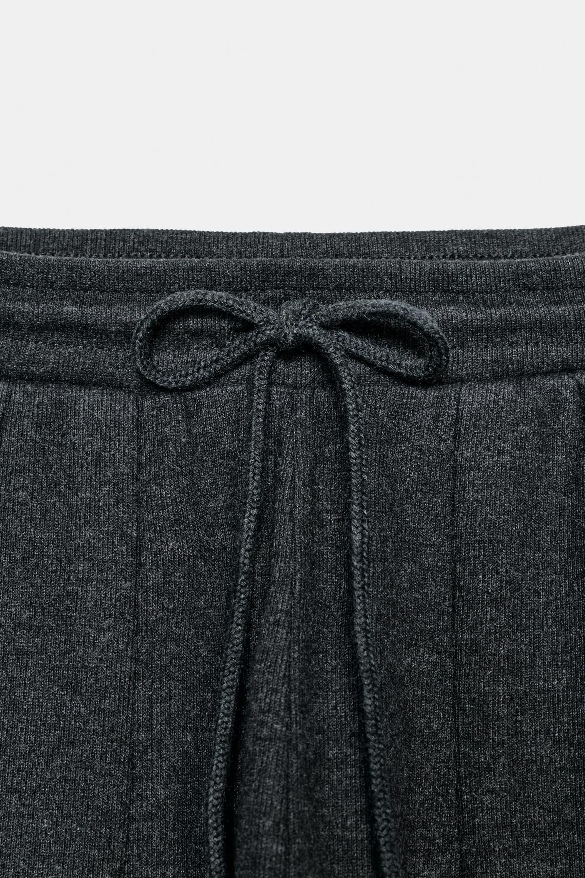 자라 와이드 벌룬 리브드 밴딩 팬츠 3253/848 DARK GREY 이미지 8