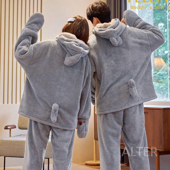 커플 겨울 잠옷 상하의 상어 빅사이즈 파자마 실내복 81076 상어 여성 M - 상세 이미지 3