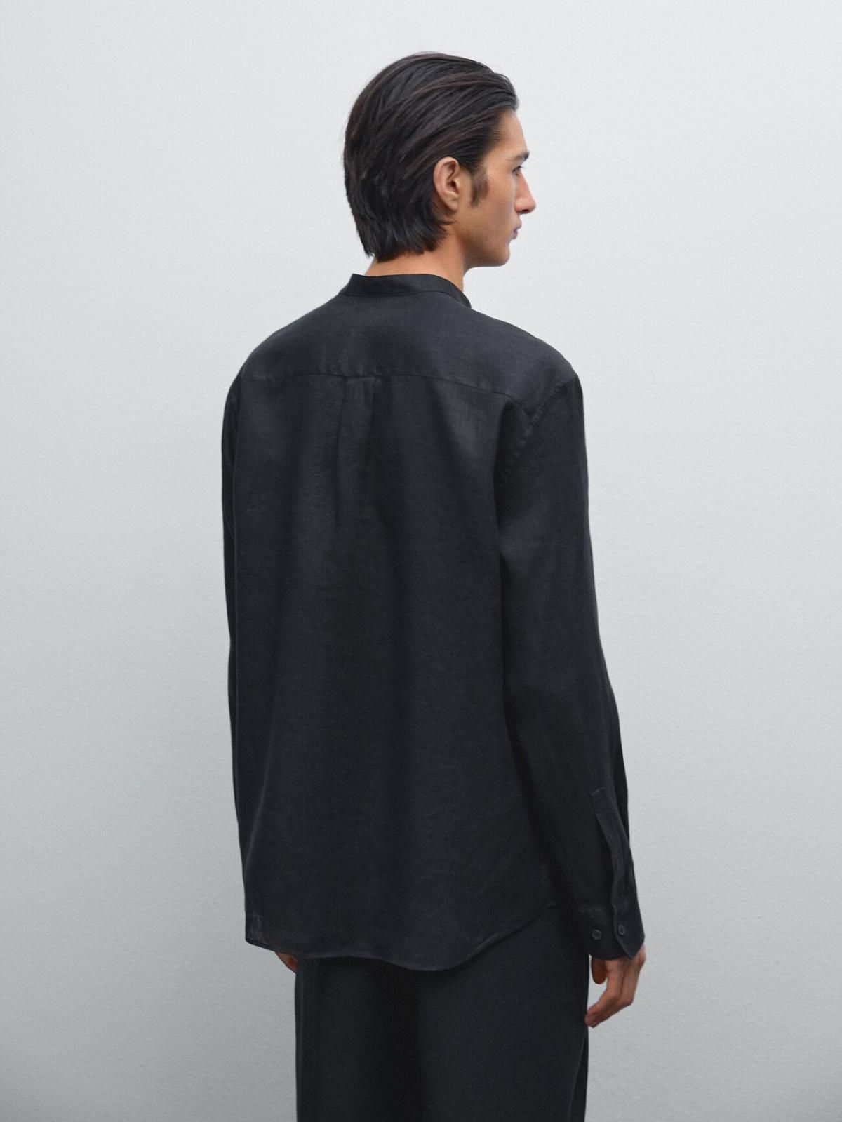 마시모두띠 리넨 레귤러핏 스탠드업카라 긴팔셔츠 0191/791 BLACK - 상세 이미지 4