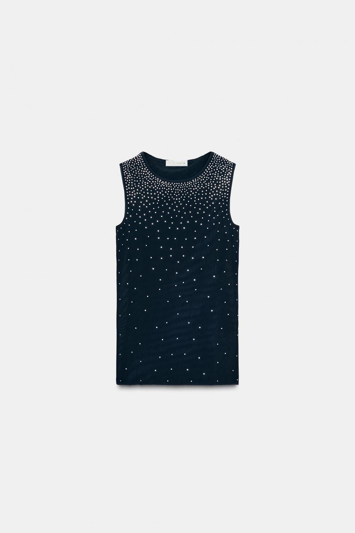 자라 글리터 민소매 니트 탑 3641/886 CHARCOAL GREY - 상품 이미지