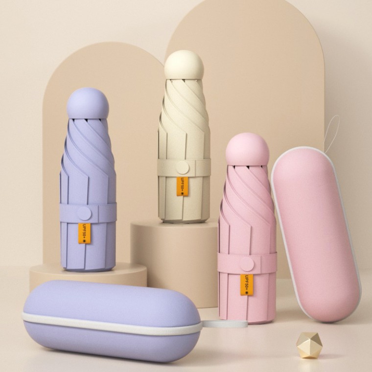 UV 자동 초경량양우산 접이식 암막 초미니우산 휴대용 여행용 초소형 우양산 캡슐 파우치 - 메인 이미지
