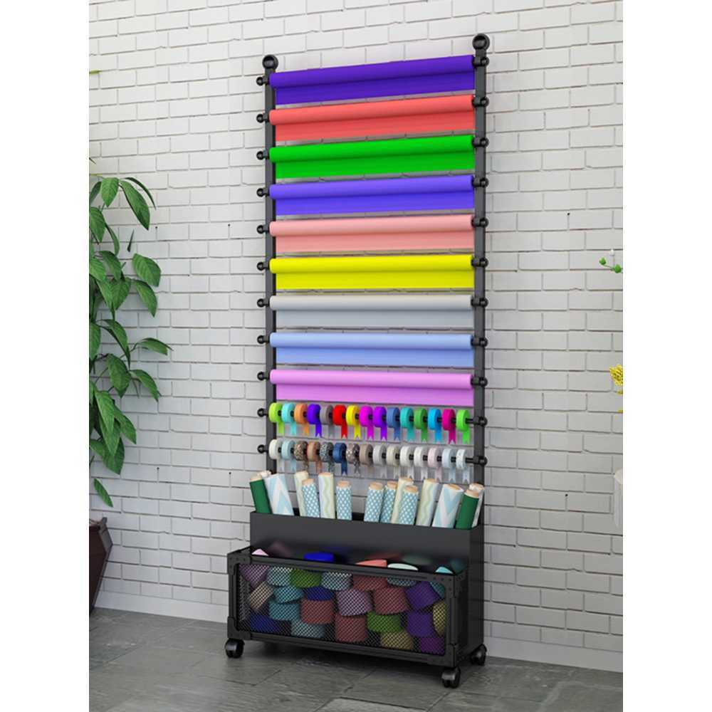 리본 거치대 포장지 정리대 작업실 선물포장 스탠드 블랙 70x26x170cm - 상품 이미지