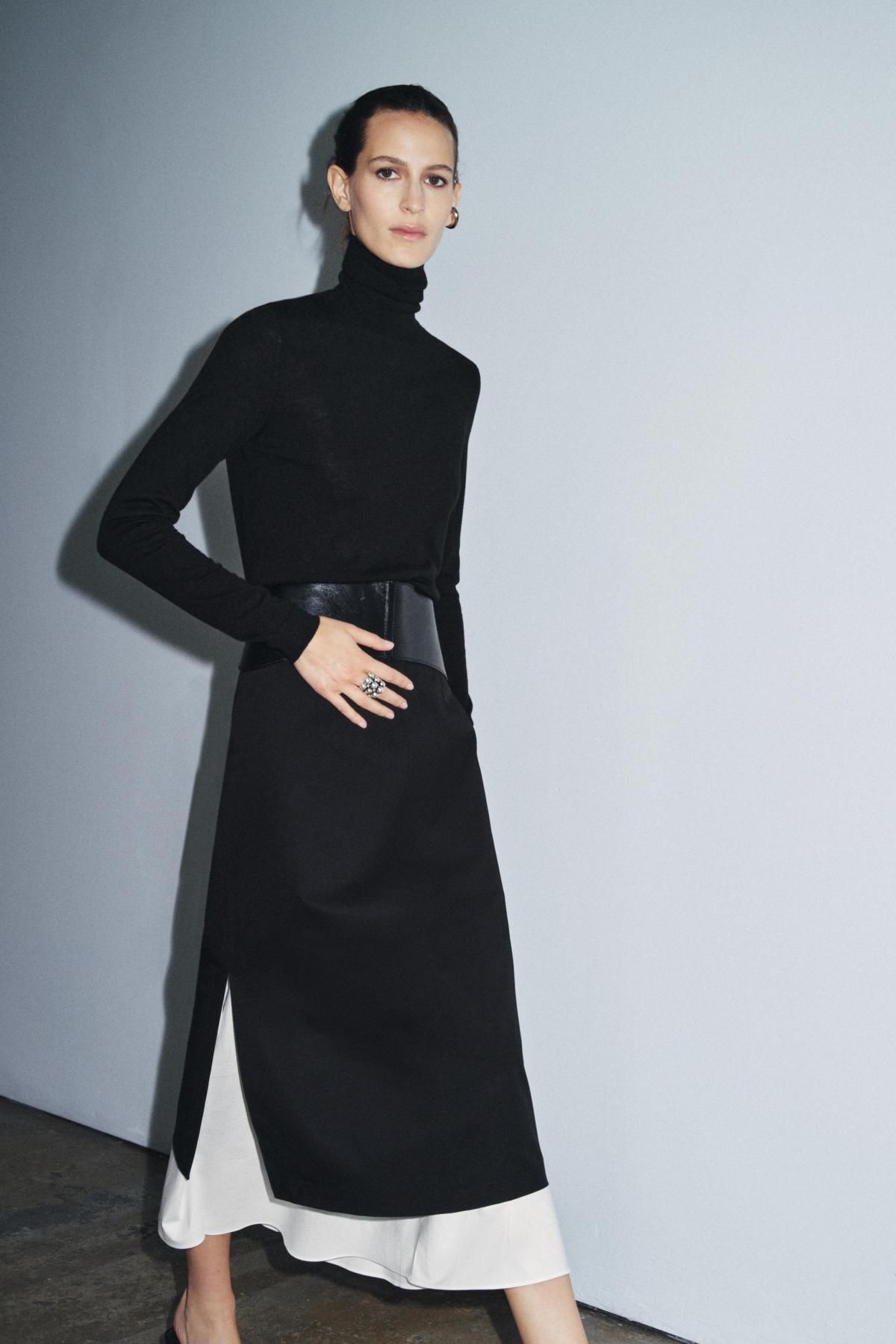 자라 블랙 콤비 미디 스커트 9479/268 BLACK / WHITE - 상세 이미지 2
