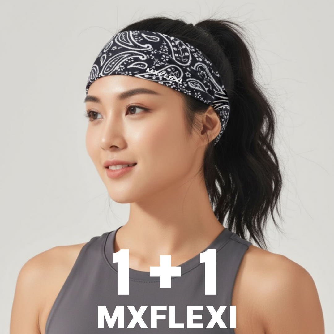 스포츠1번가 MXFLEXI 헤어밴드 반다나 와이드 블랙 1+1