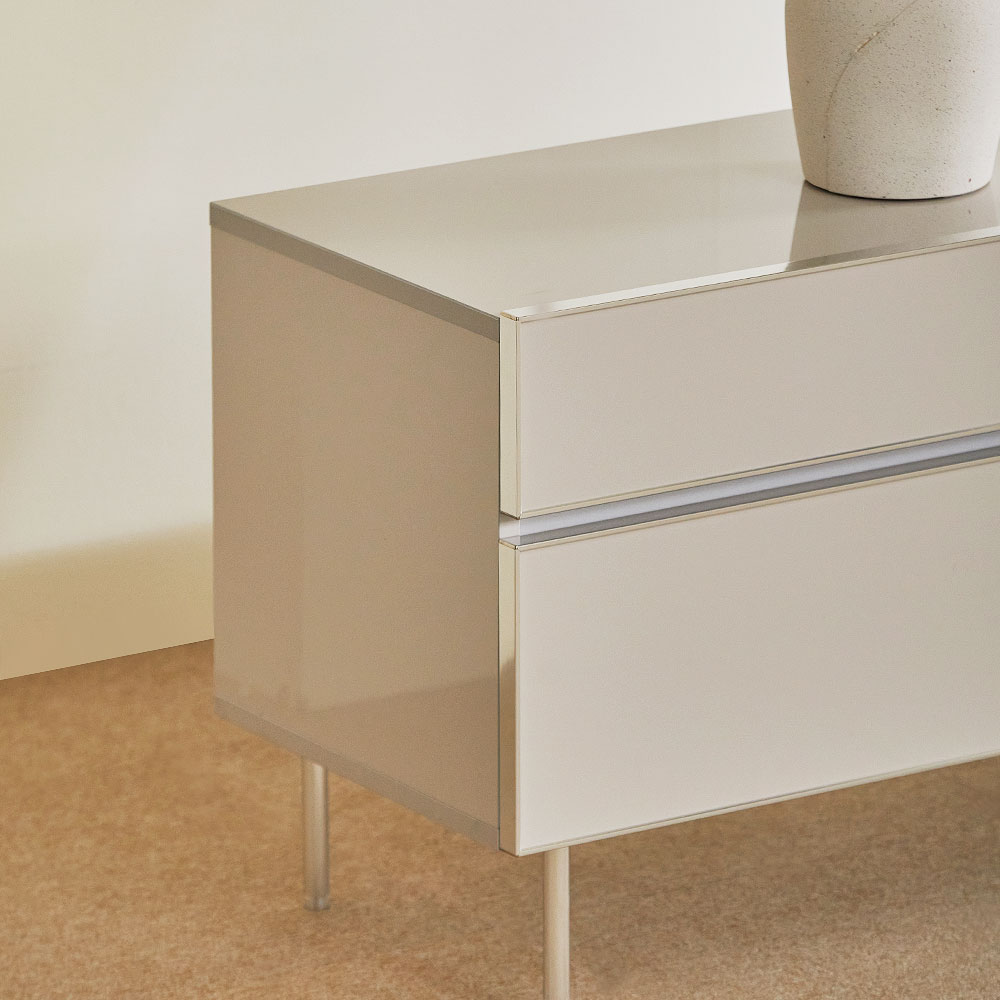 장인가구 무와 E0등급 하이그로시 티비 tv 다이 모던 슬림 높은 거실장 1200, 아이보리