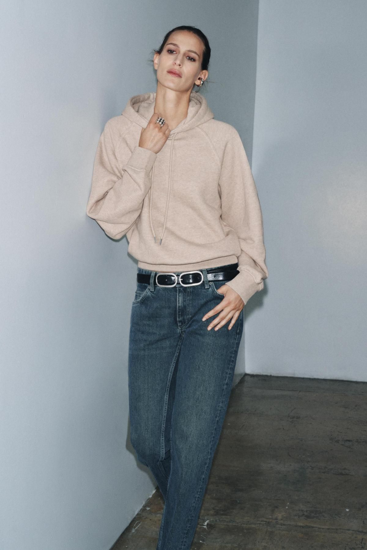 자라 오버핏 베이직 후드 스웨트셔츠 3199/806 BEIGE MARL - 상세 이미지 5