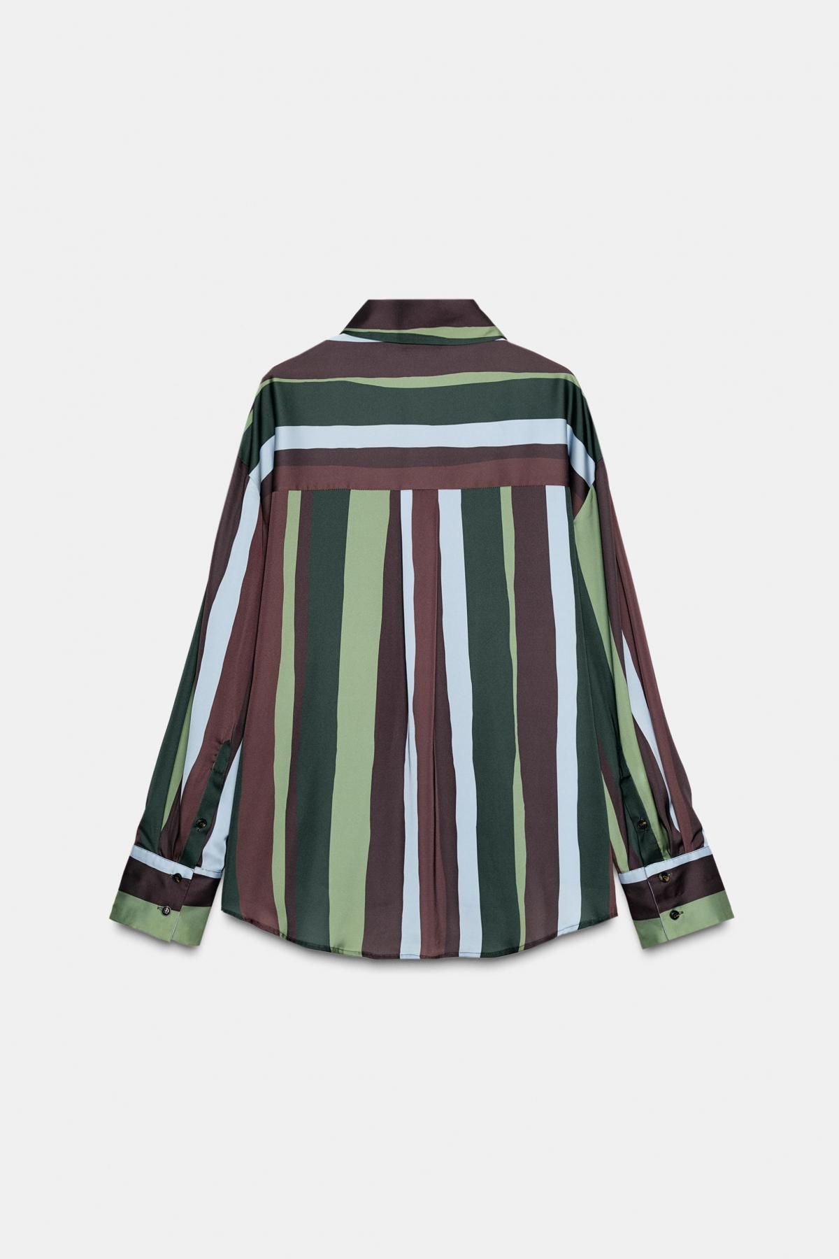 자라 트렌디 스트라이프 새틴 블라우스 9624/286 MULTICOLOURED 이미지 7