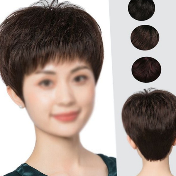 일링 여성 인모 통가발 데일리 여성 짧은 정수리 볼륨 커버 - 상품 이미지