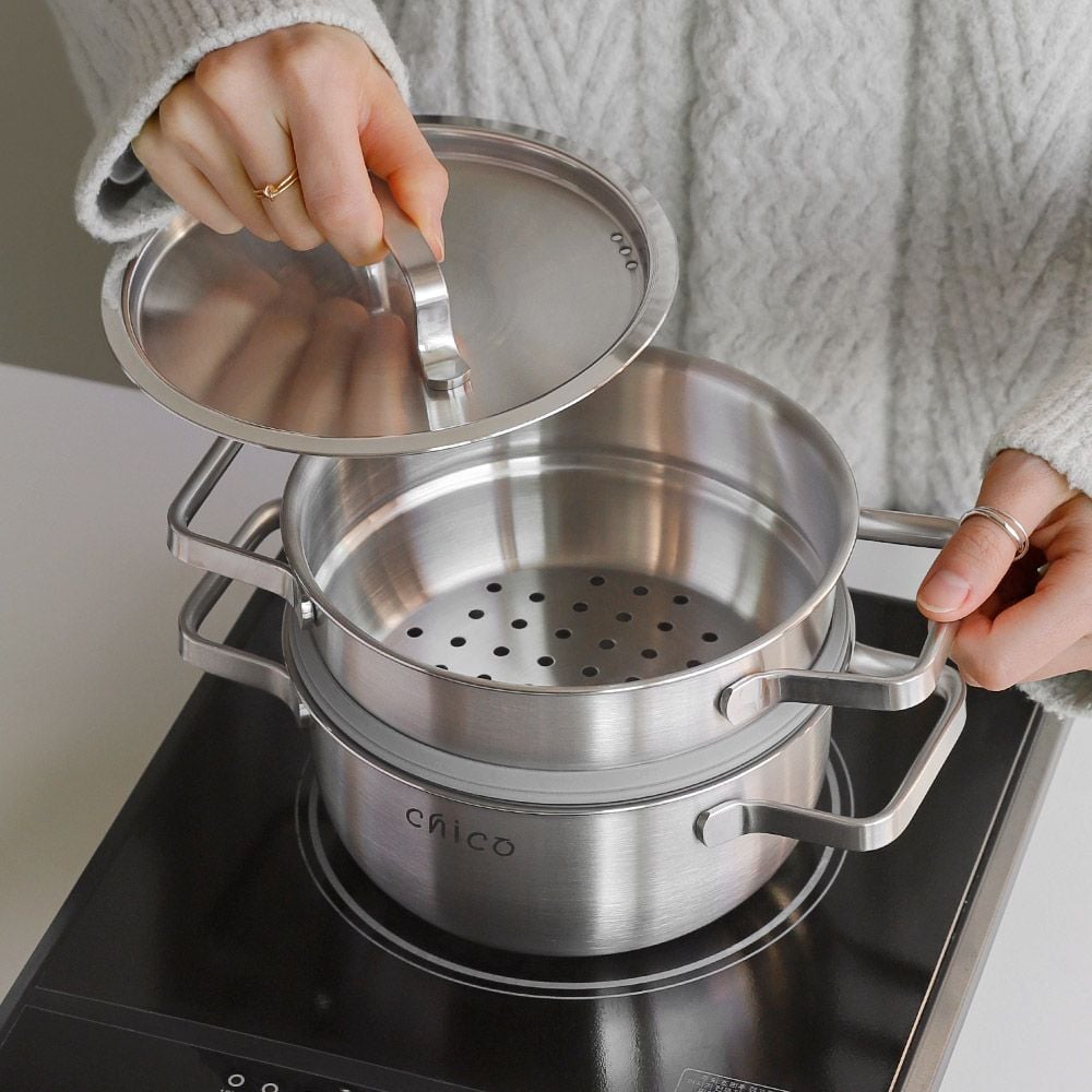 미니 소형 찜기 가정용 스텐 1인 찜 냄비 야채 고구마 인덕션 찜통 16cm - 상세 이미지 3