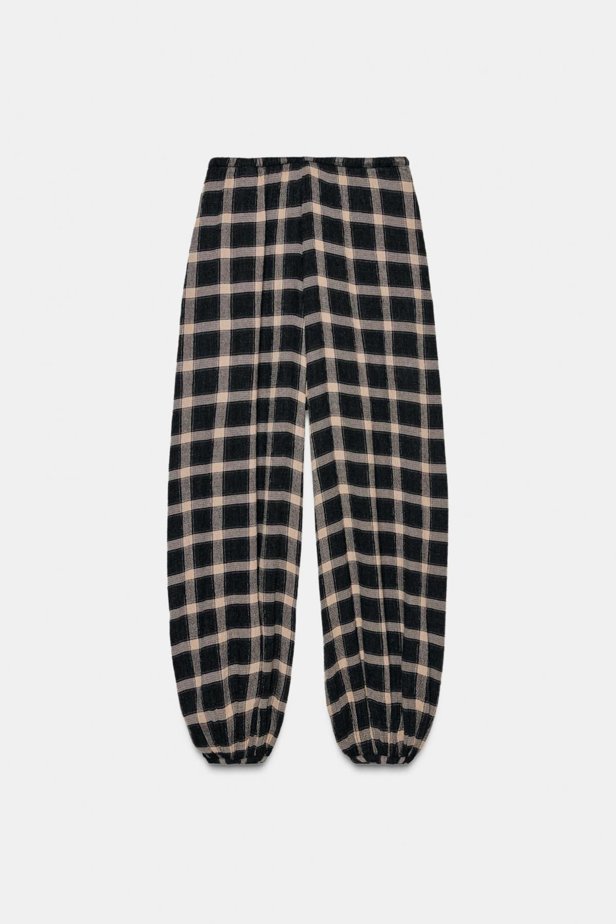자라 체크 조거 벌룬 팬츠 밴딩 9479/282 BLACK / ECRU - 상세 이미지 3