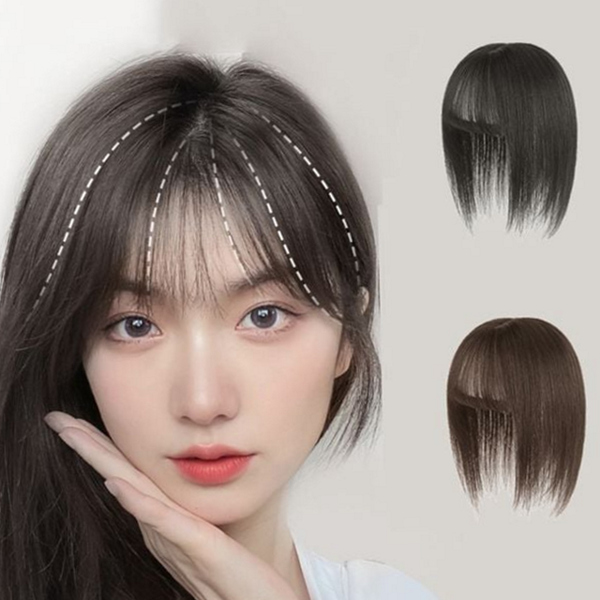 인모 여성 부분 가발 레이어드 여자 앞머리 가발 정수리 - 상품 이미지