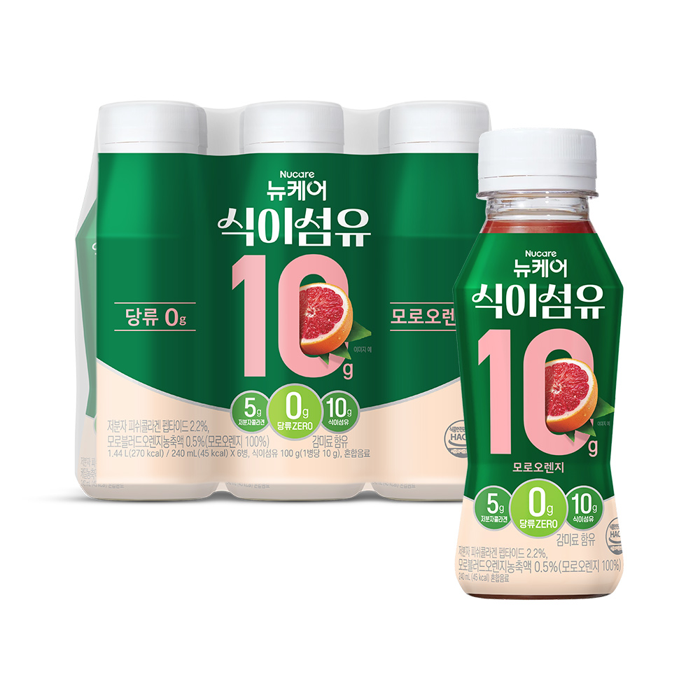 뉴케어 식이섬유 10g 모로오렌지맛 240ml, 6개 - 상품 이미지