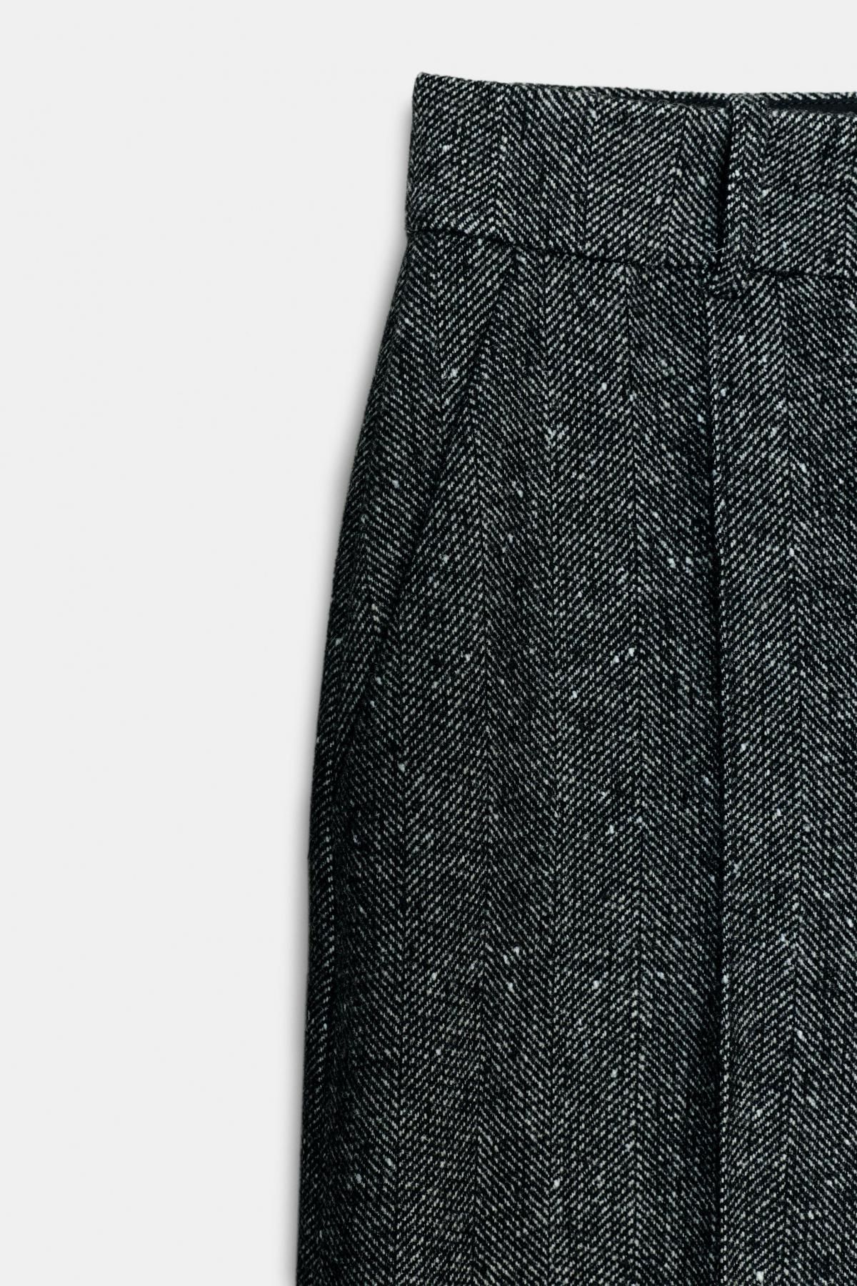자라 울 블렌드 와이드 슬랙스 팬츠 5344/251 BLACK / WHITE - 상세 이미지 5