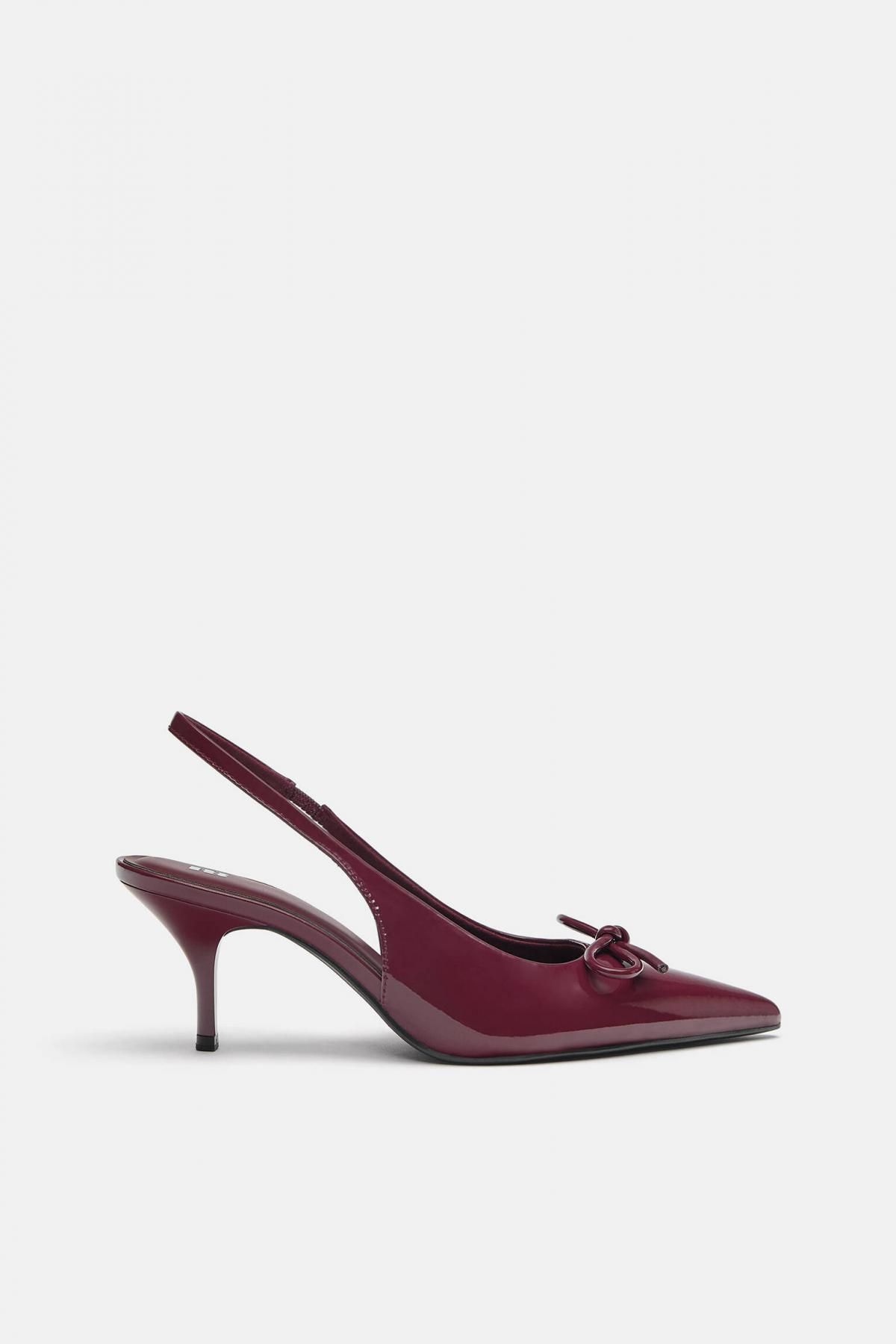풀앤베어 프렌치 시크 리본 슬링백 힐 슈즈 1500/740 BURGUNDY - 상품 이미지