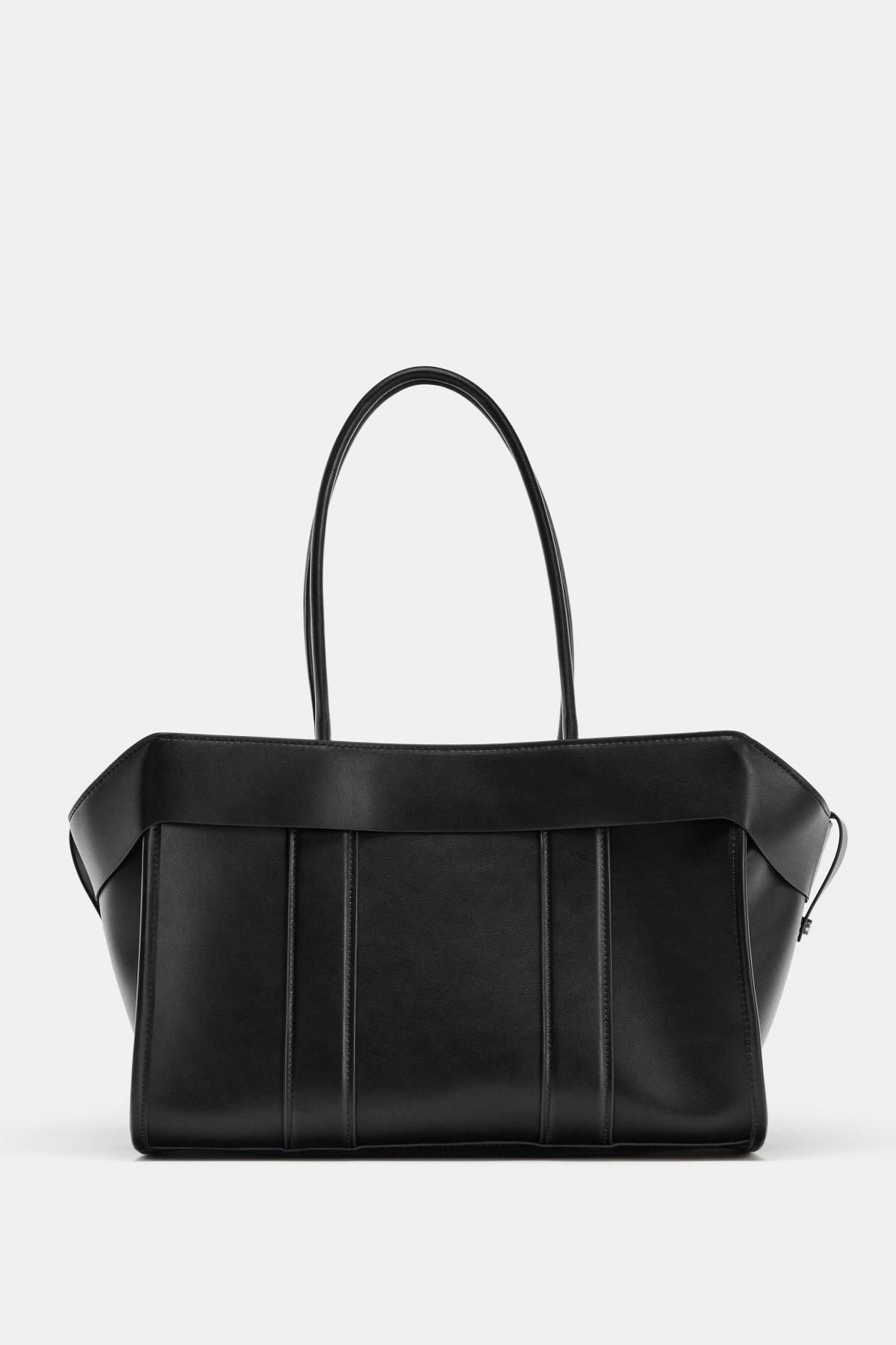 자라 베이직 스티치 토트백 블랙 더블스트랩 6159/610 BLACK - 메인 이미지