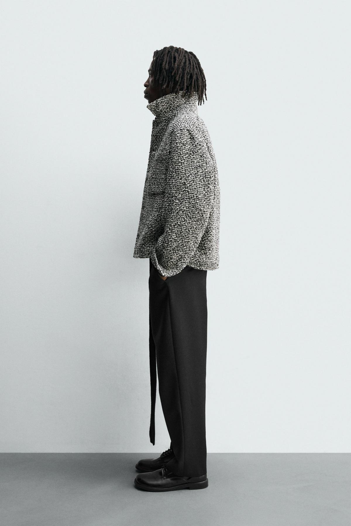자라 테크니컬 텍스처 포켓 오버셔츠 7380/110 BLACK / WHITE - 상세 이미지 5