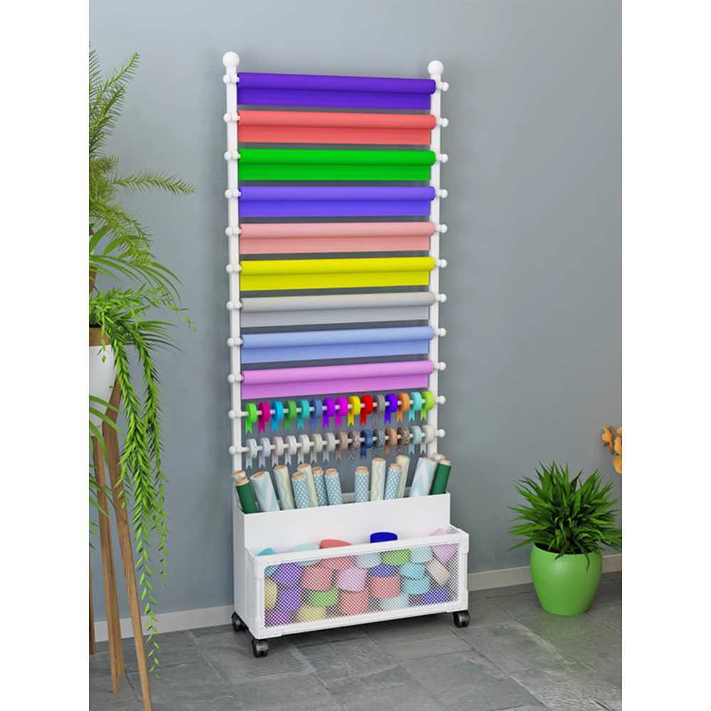 리본 거치대 포장지 정리대 작업실 선물포장 스탠드 블랙 70x26x170cm - 상세 이미지 3