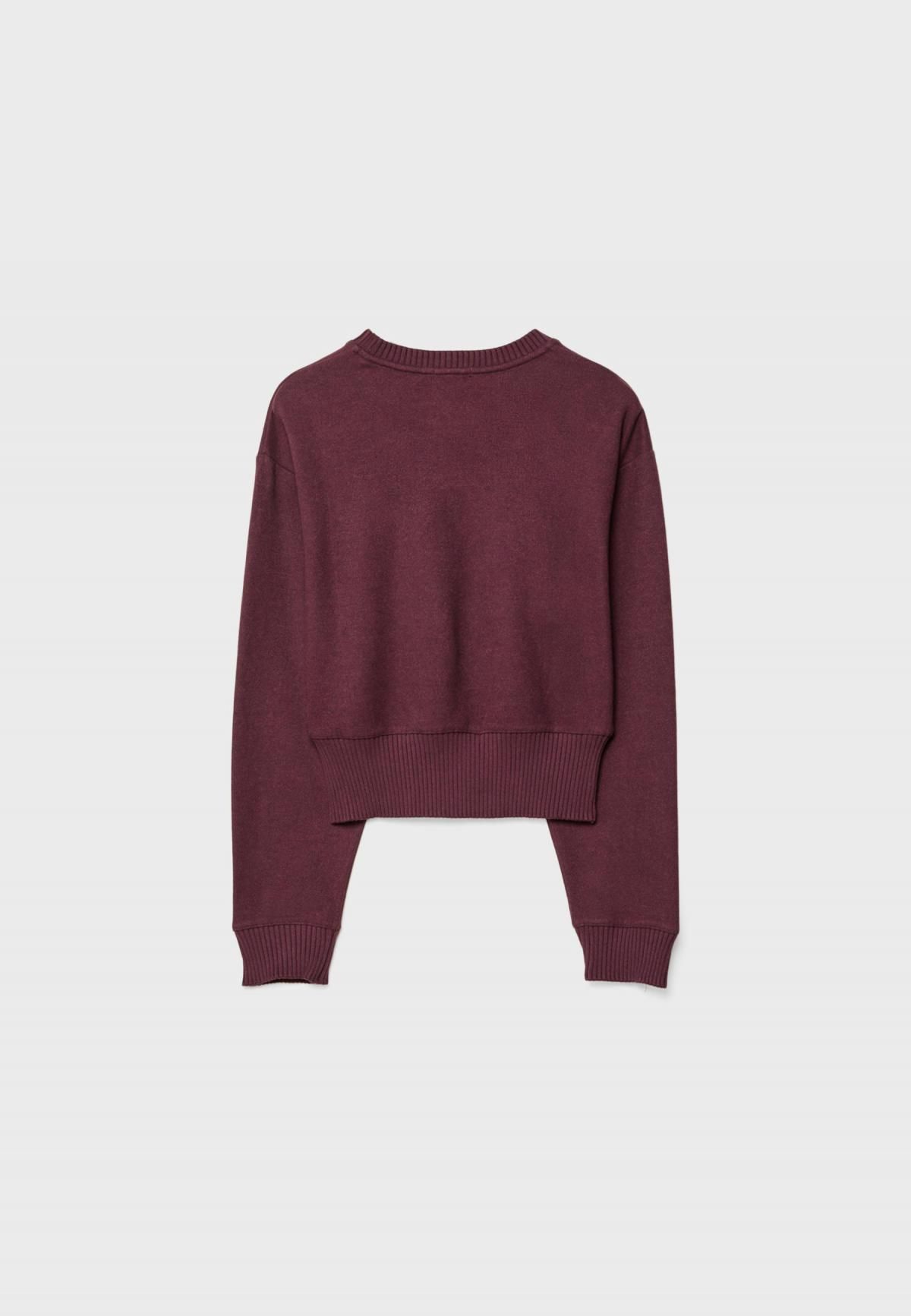 스트라디바리우스 소프트 크롭 라운드넥 니트 탑 6545/321 AUBERGINE - 상세 이미지 2
